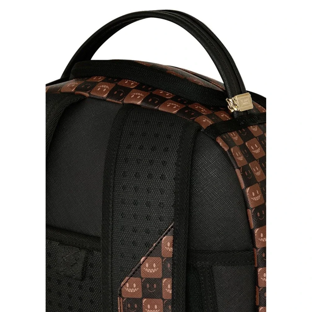 Sprayground Sharks in Paris Backpack Unisex Brown Check Shoulder Straps SPR282